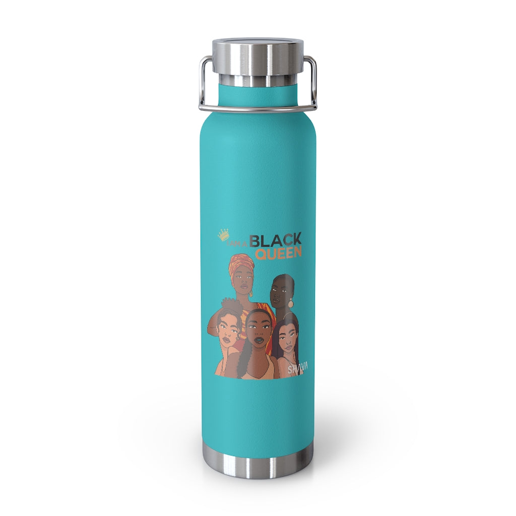 Affirmation Feminist pro choice Copper Vacuum insulated bottle 22oz -  I am Black Queen Printify