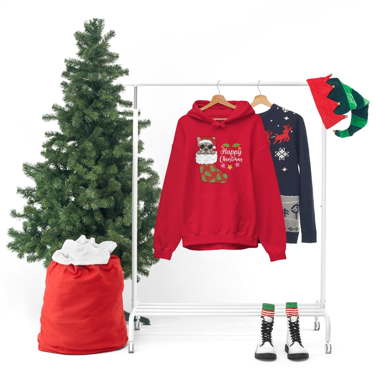 Merry Christmas Hoodie Unisex Custom Hoodie , Hooded Sweatshirt , Dog Christmas Printify