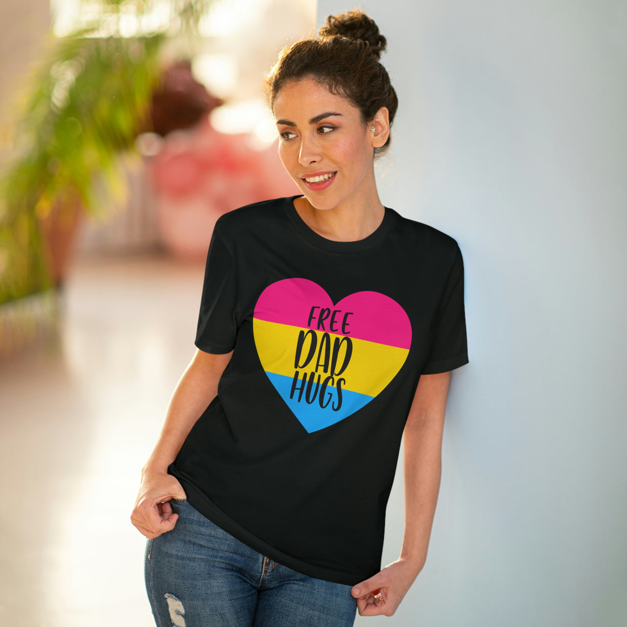 Pansexual Pride Flag T-shirt Unisex Size - Free Dad Hugs Printify