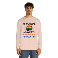 Thumbnail for Lgbtq Flag Long Sleeve Crewneck Tee - #1 World's Gayest Mom Printify