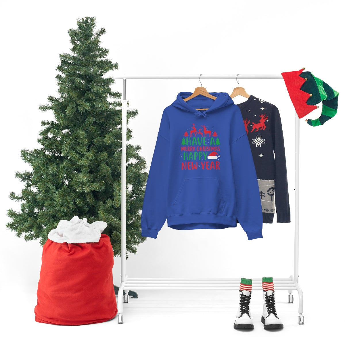 Merry Christmas Hoodie Unisex Custom Hoodie , Hooded Sweatshirt , HAVE A MERRY CHRISTMAS HAPPY NEW YEAR Printify