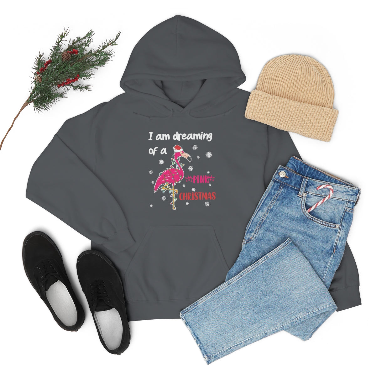Merry Christmas Hoodie Unisex Custom Hoodie , Hooded Sweatshirt , Pink Christmas Printify