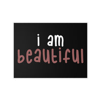 Thumbnail for Affirmation Feminist Pro Choice Wall Decals - I Am Beautiful (white with pink/black background) Printify