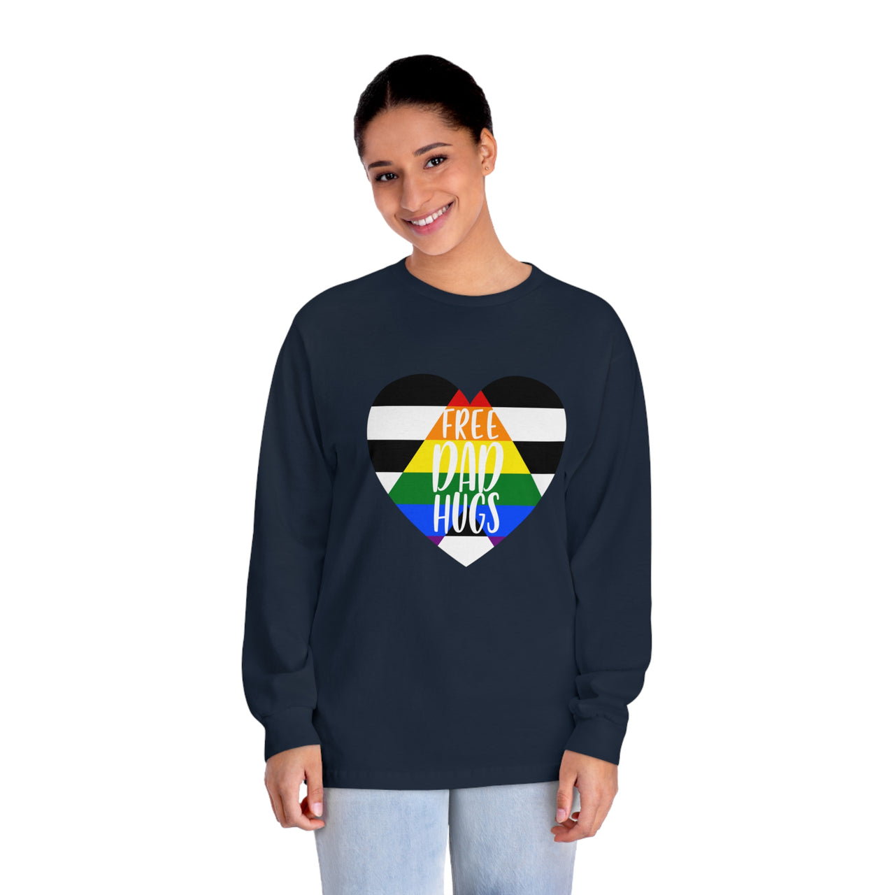 Straight Ally Pride Flag Unisex Classic Long Sleeve Shirt - Free Dad Hugs Printify