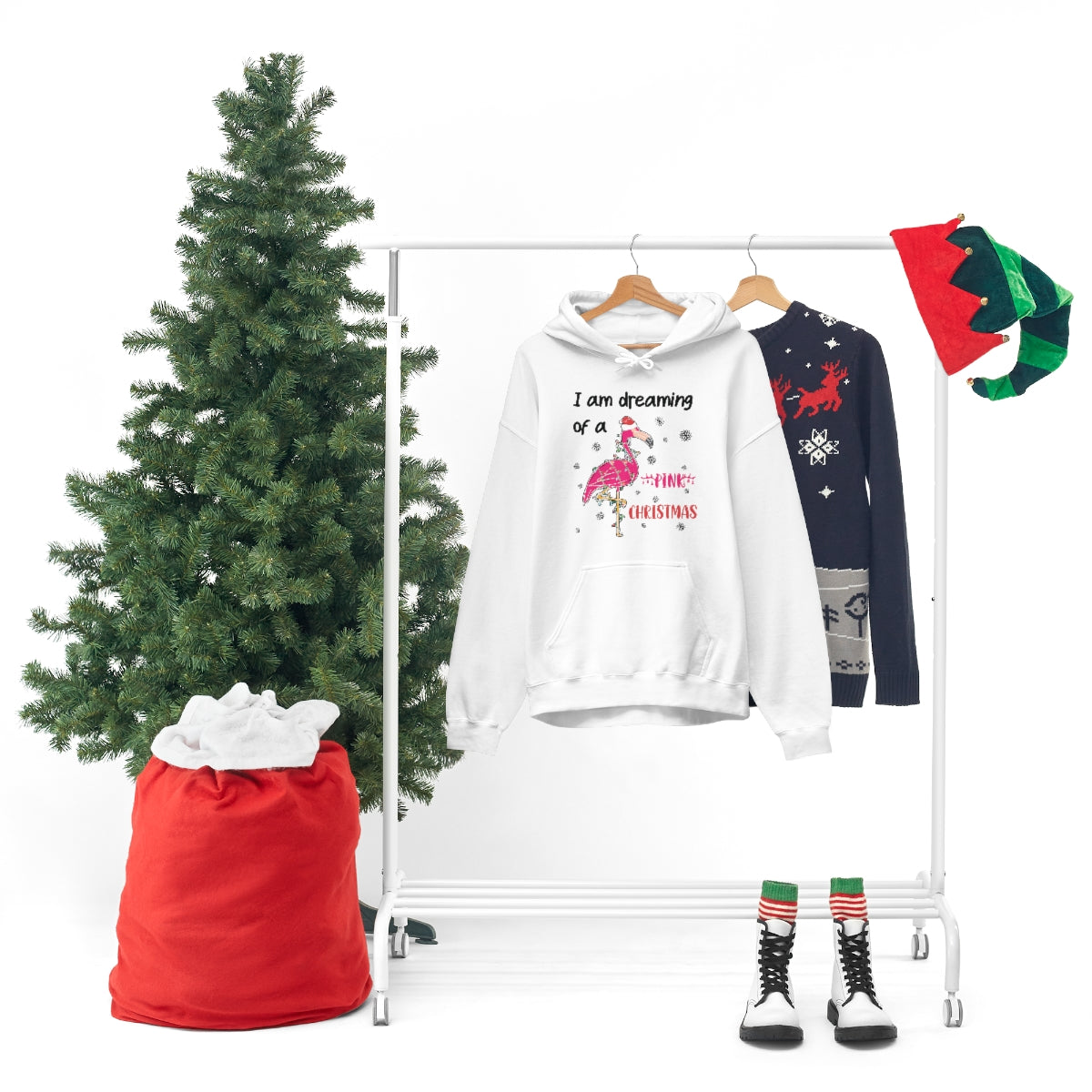 Merry Christmas Hoodie Unisex Custom Hoodie , Hooded Sweatshirt , Pink Christmas Printify