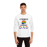 Thumbnail for Rainbow Pride Flag Unisex Classic Long Sleeve Shirt - #1 World's Gayest Dad Printify