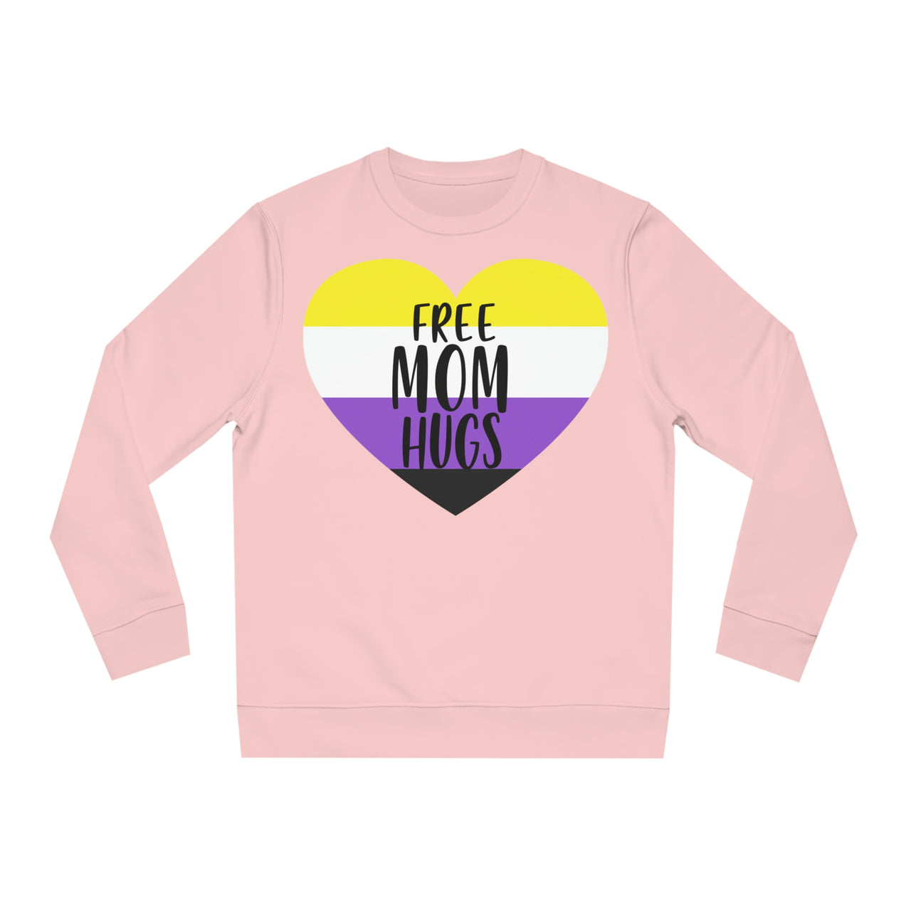 Non Binary Pride Flag Sweatshirt Unisex Size - Free Mom Hugs Printify
