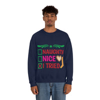 Thumbnail for Merry Christmas Unisex Sweatshirts , Sweatshirt , Women Sweatshirt , Men Sweatshirt ,Crewneck Sweatshirt, Naughty Nice I Tried Printify