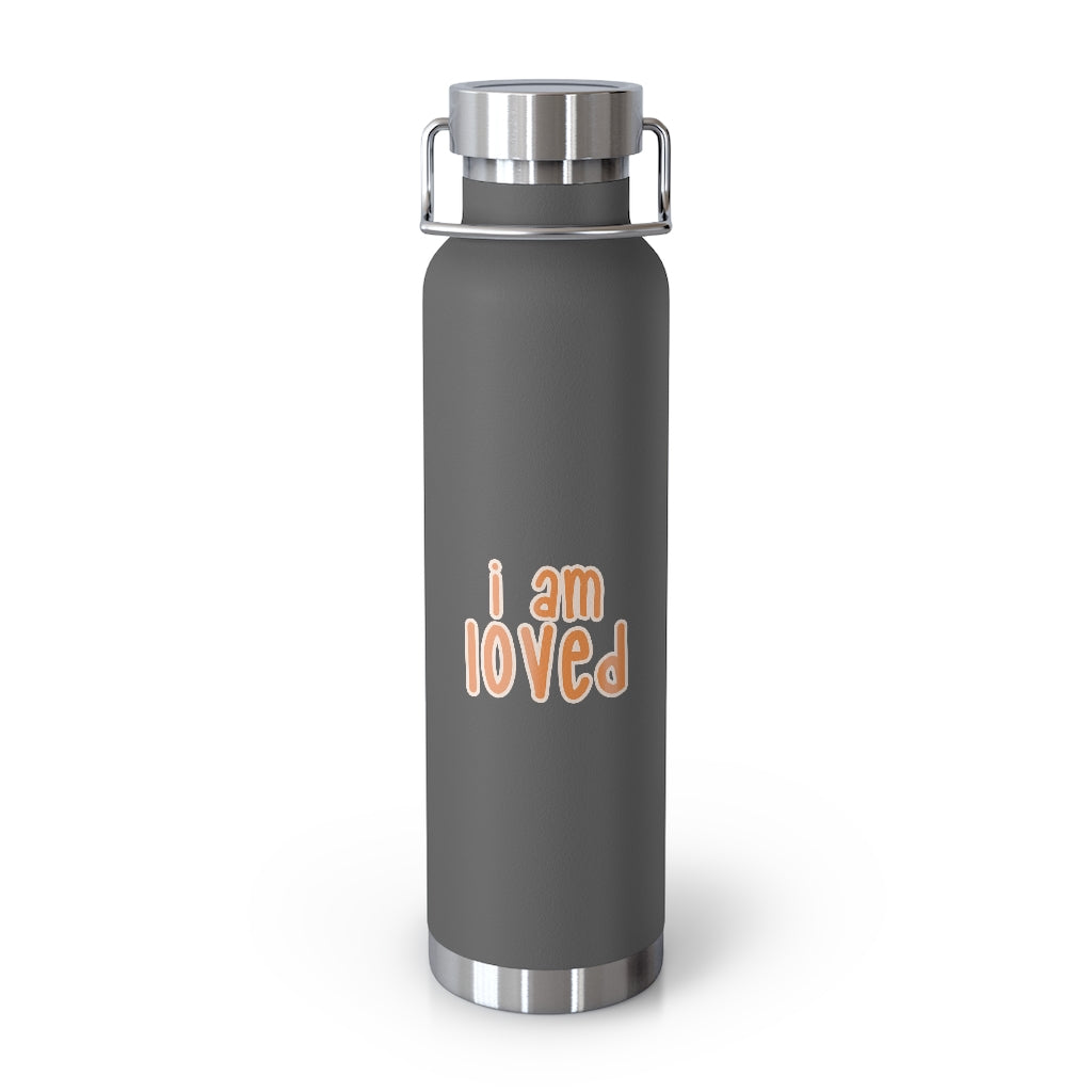 Affirmation Feminist pro choice Copper Vacuum insulated bottle 22oz -  I am love (orange with effects) Printify