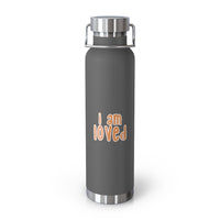 Thumbnail for Affirmation Feminist pro choice Copper Vacuum insulated bottle 22oz -  I am love (orange with effects) Printify