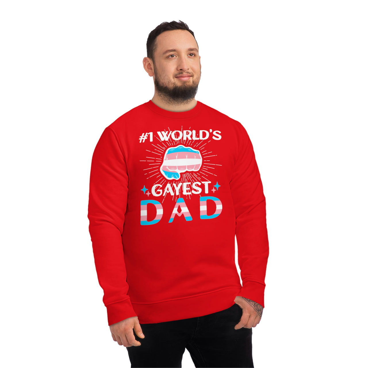 Transgender Pride Flag Sweatshirt Unisex Size - #1 World's Gayest Dad Printify