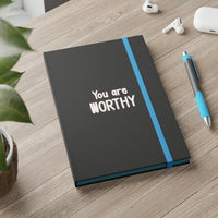 Thumbnail for Affirmation Feminist Pro Choice Color Contrast Notebook & Journal - I Am Worthy (White) Printify