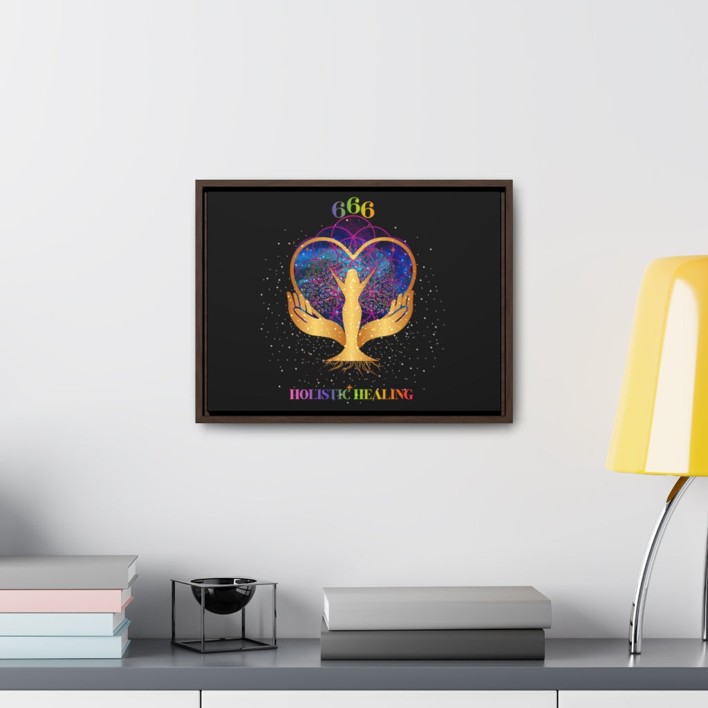Yoga Spiritual Meditation Canvas Print With Horizontal Frame - Reflection 666 Angel Number Printify