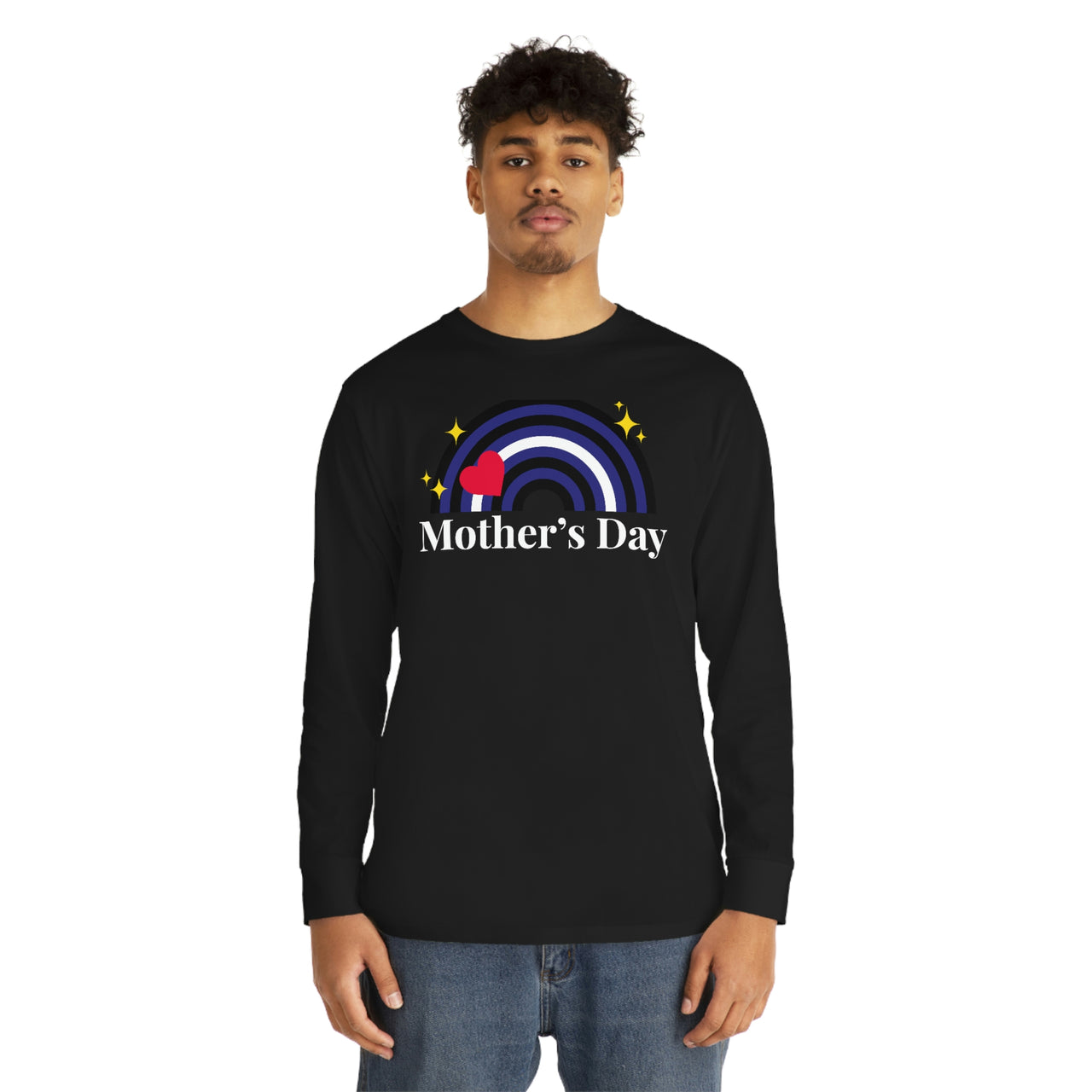 Leather Flag Long Sleeve Crewneck Tee - Mothers Day Printify