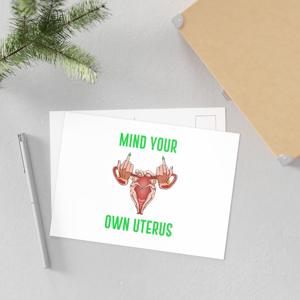 Affirmation Feminist Pro Choice Fine Art Postcard - Mind Your Own Uterus Printify