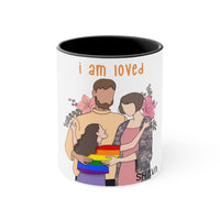 Thumbnail for Affirmation Feminist pro choice White ceramic with black interior and handle - I am Loved (Child) Printify