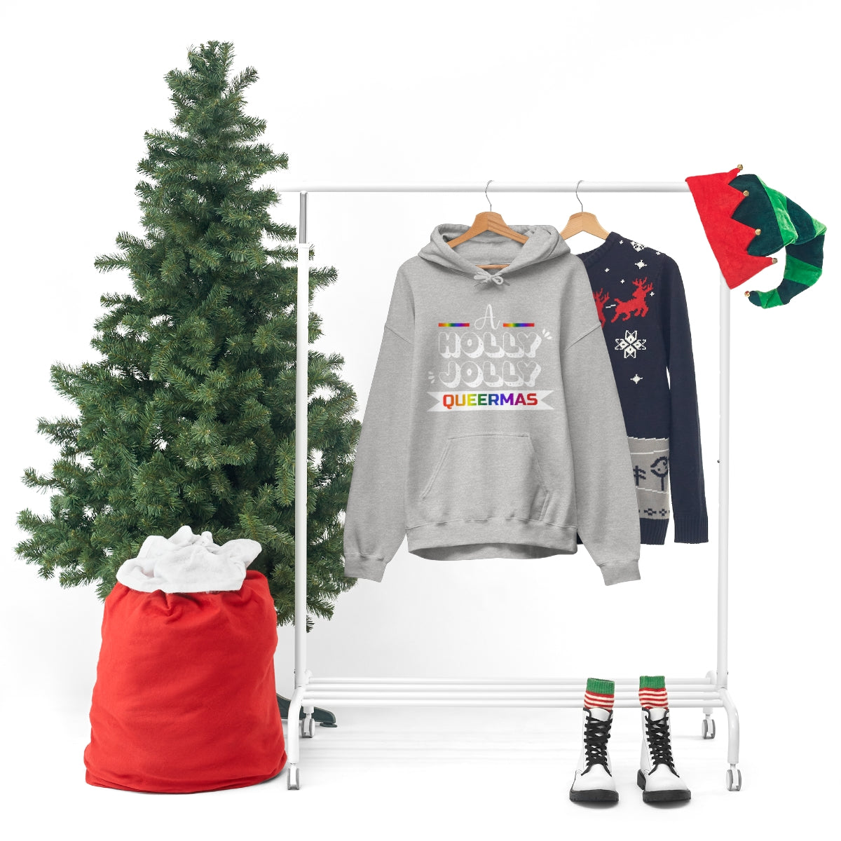 Unisex Christmas LGBTQ Heavy Blend Hoodie - A Holly Jolly Queermas Printify