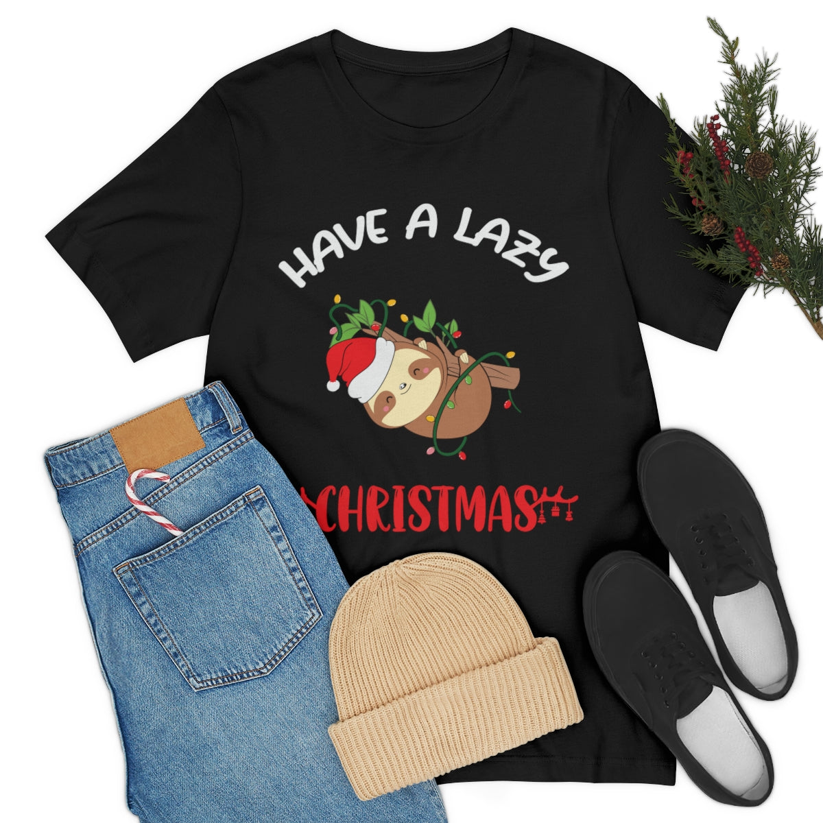 Classic Unisex Christmas T-shirt - Have A Lazy Christmas Printify