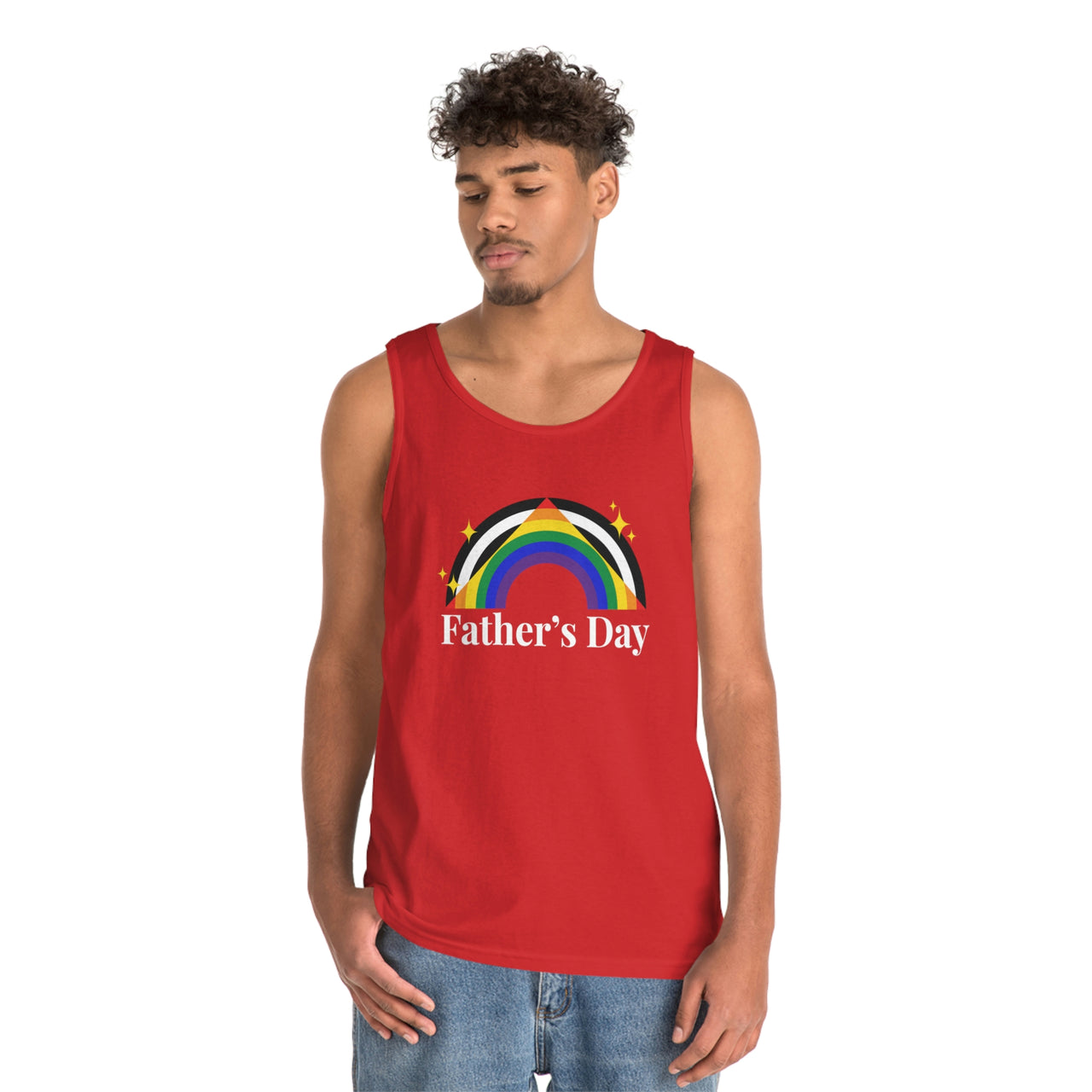 Straight Ally Pride Flag Heavy Cotton Tank Top Unisex Size - Father's Day Printify