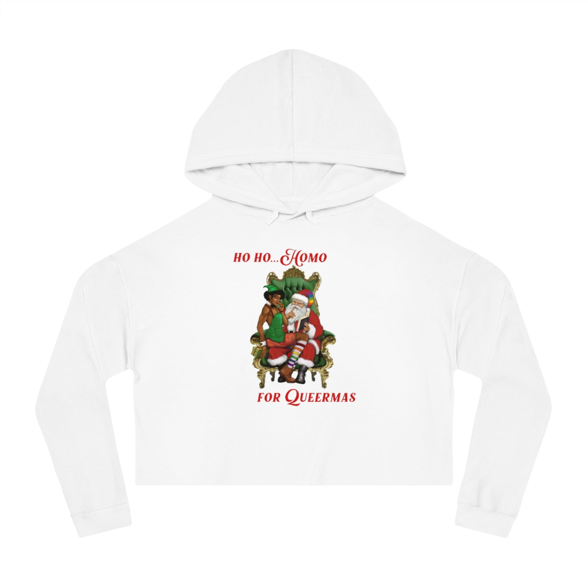 Christmas LGBTQ Women’s Cropped Hooded Sweatshirt - Hoho (Black) Printify