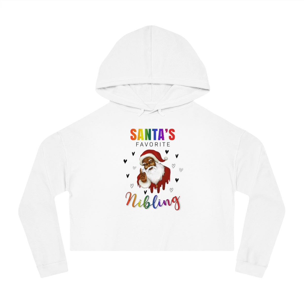 Christmas LGBTQ Women’s Cropped Hooded Sweatshirt - Santa’s Favorite Nibling Printify