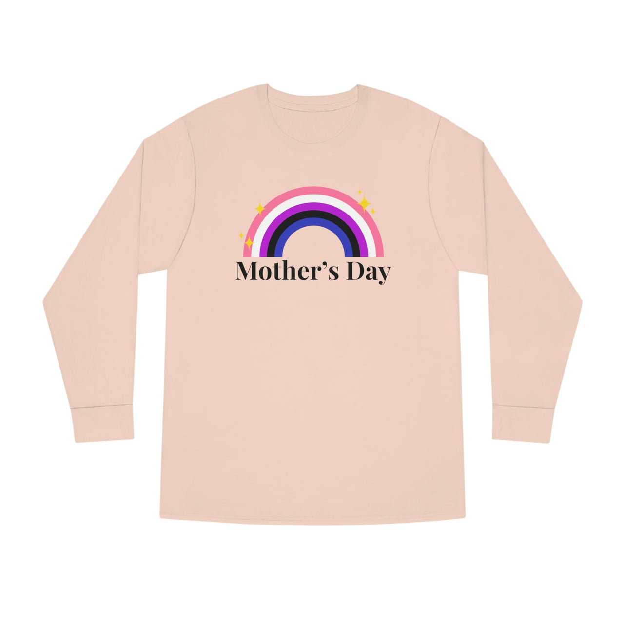 Genderfluid Flag Long Sleeve Crewneck Tee - Mothers Day Printify