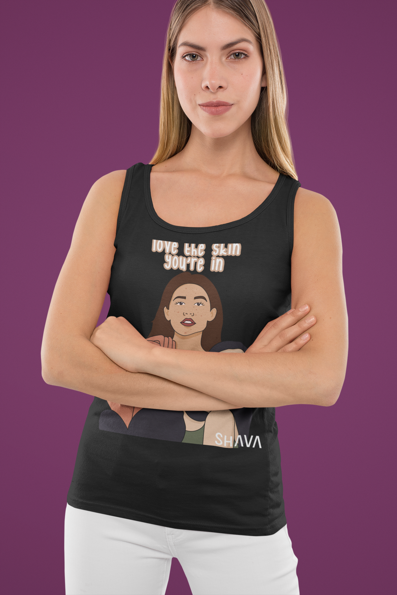 Affirmation Feminist Pro Choice Tank Top Women’s Size – Love The Skin You're In Printify