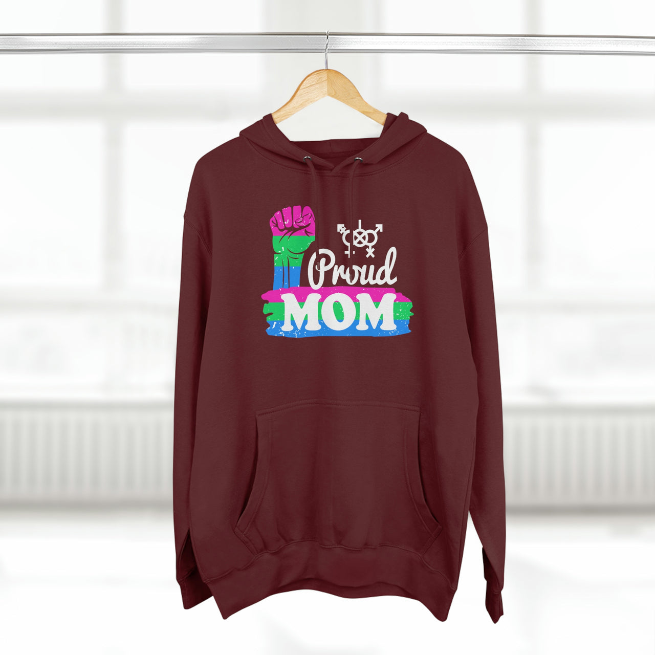 Polysexual Flag Mother's Day Unisex Premium Pullover Hoodie - Proud Mom Printify