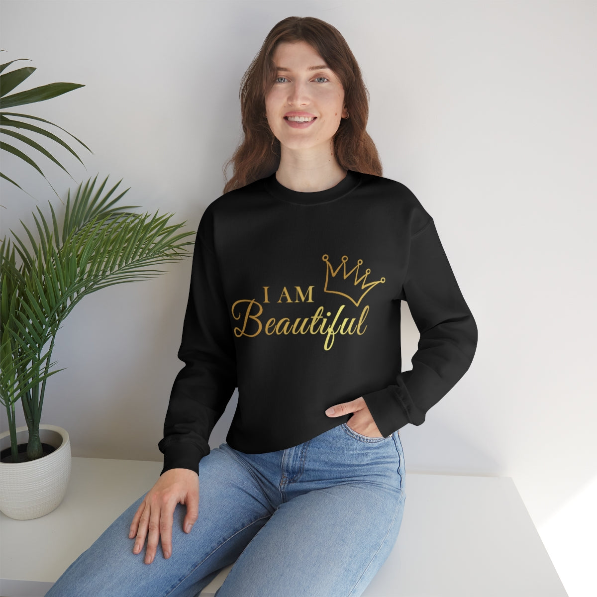 Affirmation Feminist Pro Choice Sweatshirt Unisex  Size –I Am Beautiful Printify