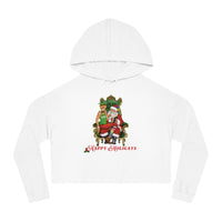 Thumbnail for Christmas LGBTQ Women’s Cropped Hooded Sweatshirt - Happy Holigays (White) Printify