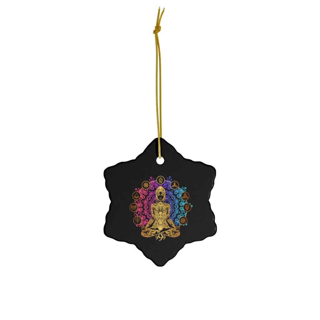 Yoga Spiritual Meditation Ceramic Ornament , 4 Shape's - Release 999 Angel Number Printify