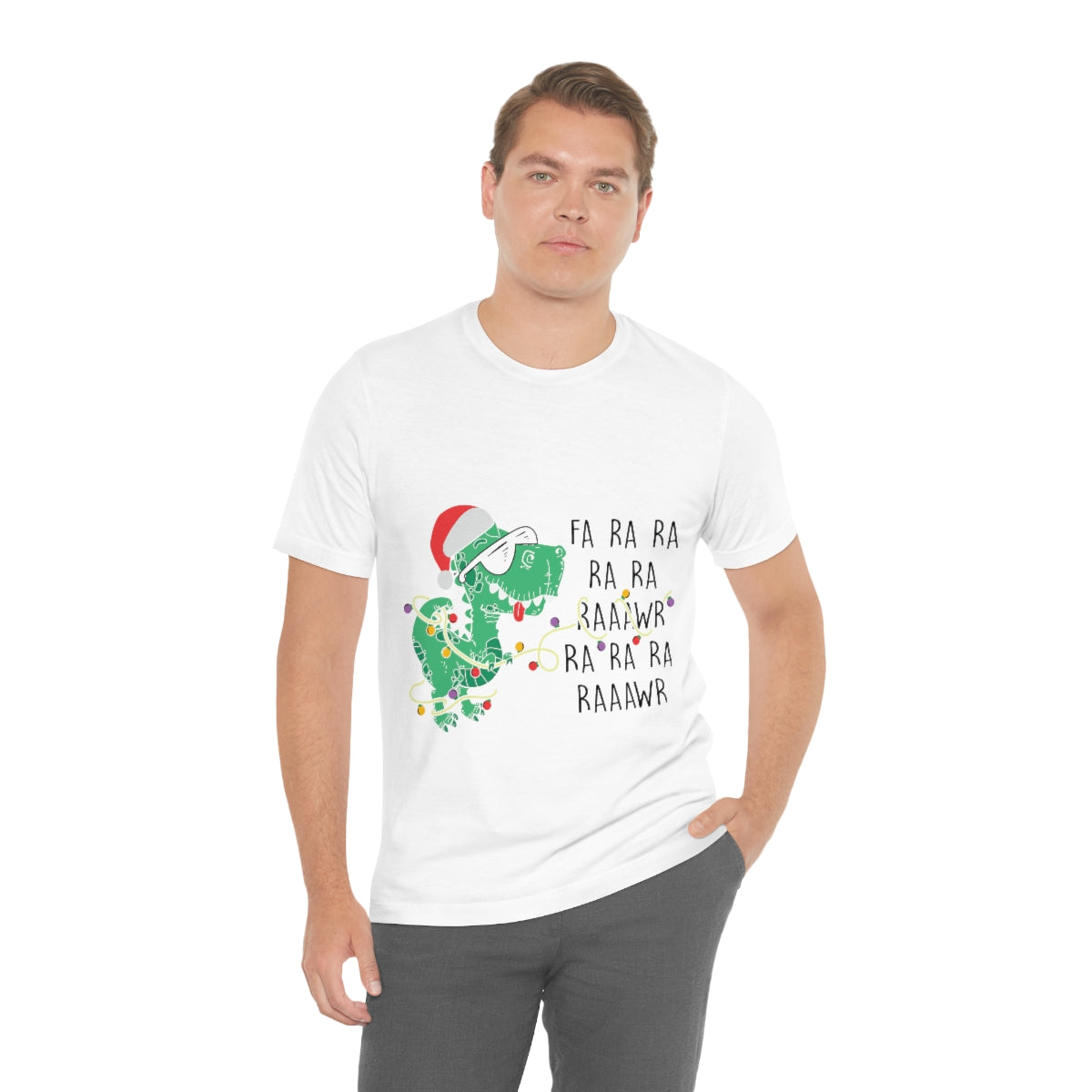 Classic Unisex Christmas T-shirt - Dinosour Christmas Printify