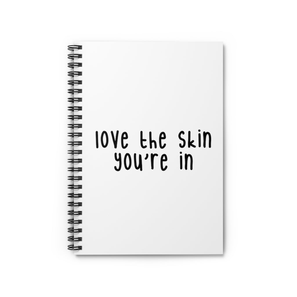 Affirmation Feminist Pro Choice Color Contrast Notebook & Journal - Love The Skin I'M In (Black) Printify