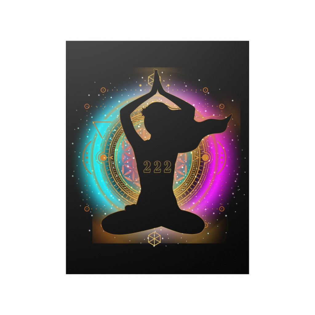 Yoga Spiritual Meditation Satin Poster - Alignment 222 Angel Number Printify