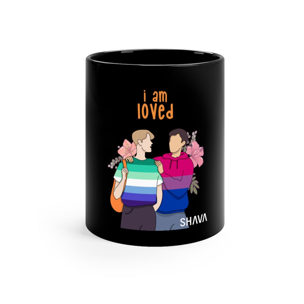 Affirmation Feminist pro choice 11oz Black Mug - I am Loved (Gay and Bisexual) Printify