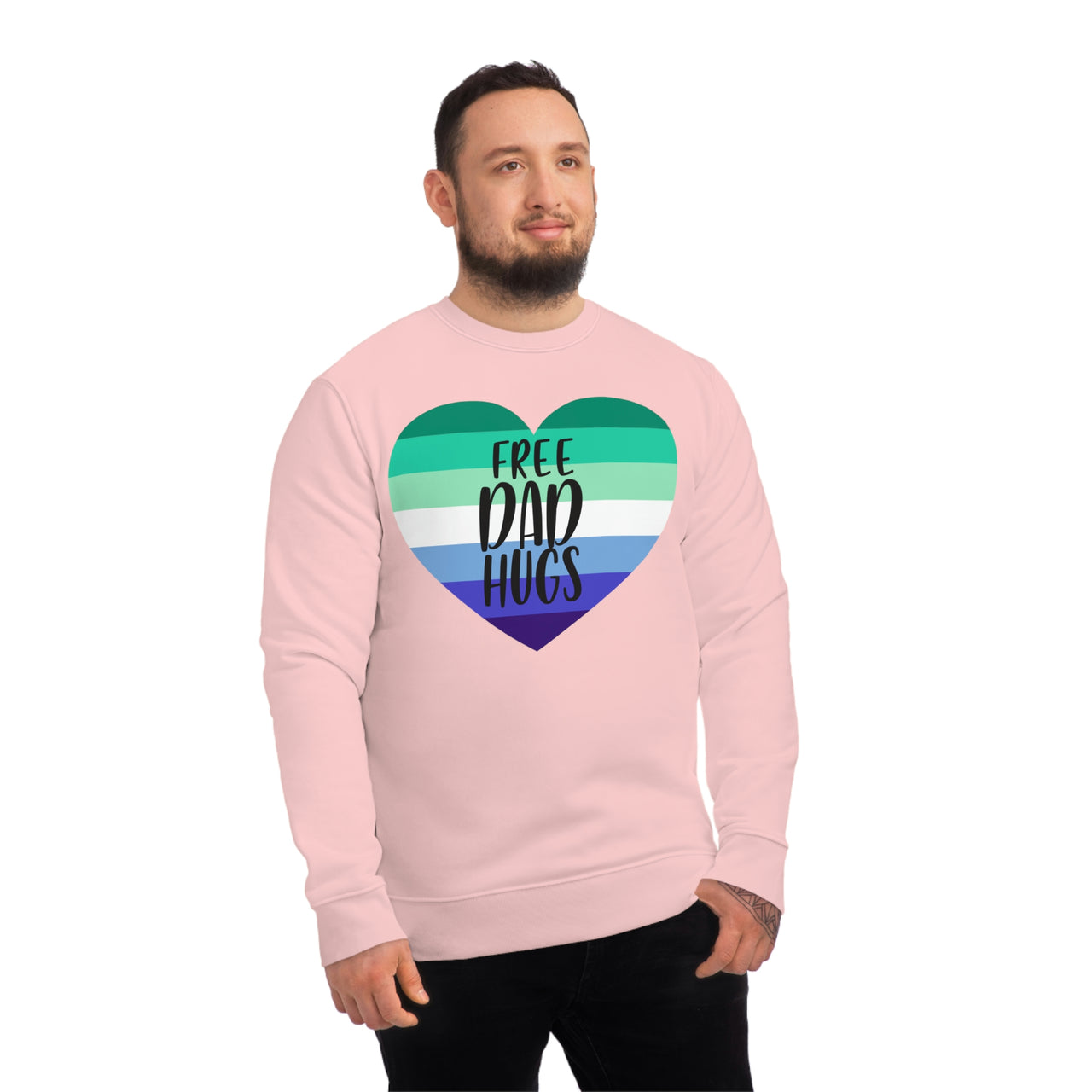 Gay Pride Flag Sweatshirt Unisex Size - Free Dad Hugs Printify