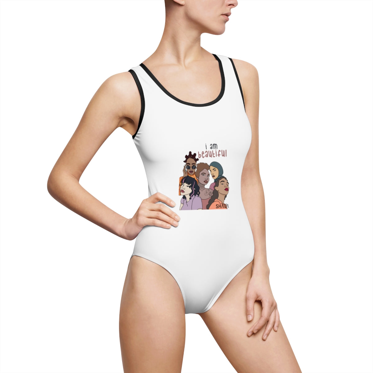 IAC  Women's Swimwear  Classic One-Piece Swimsuit/ I am Beautiful Printify