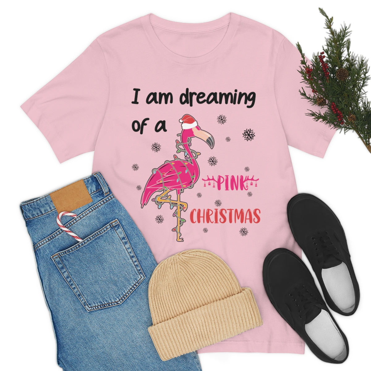 Classic Unisex Christmas T-shirt - Pink Christmas Printify