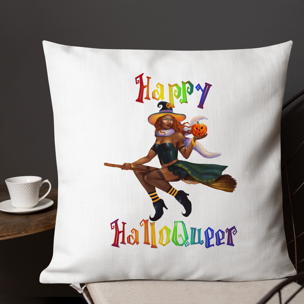 Transgender Halloween Premium Pillow-Trans Pride LGBT Halloween/Happy HalloQueer SHAVA