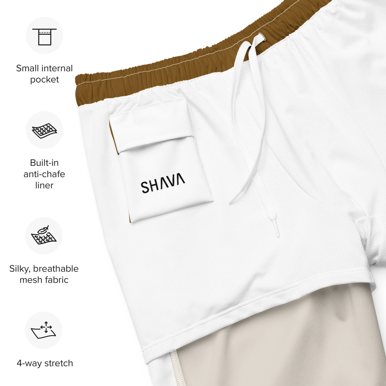 Solid Men's Swim Trunks - Brown SHAVA CO