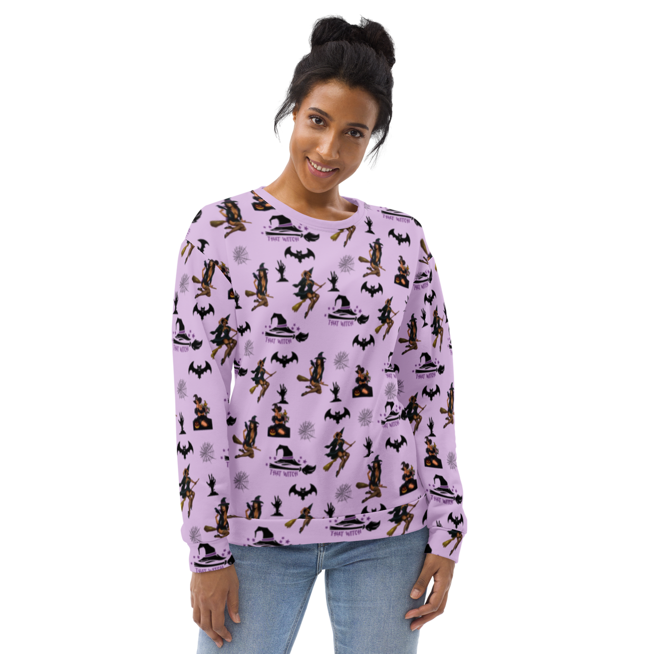 All over Unisex Halloween Sweater - Funny Halloween Sweatshirts - Unisex Halloween Sweatshirt For Halloween/That Witch SHAVA