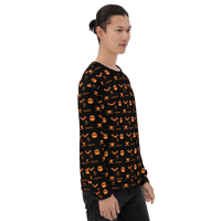 Thumbnail for All over Unisex Halloween Sweater - Funny Halloween Sweatshirts - Unisex Halloween Sweatshirt For Halloween/Halloween Pattern SHAVA