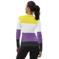 Thumbnail for Non Binary Flag LGBTQ Long Sleeve Shirt Women’s Size SHAVA