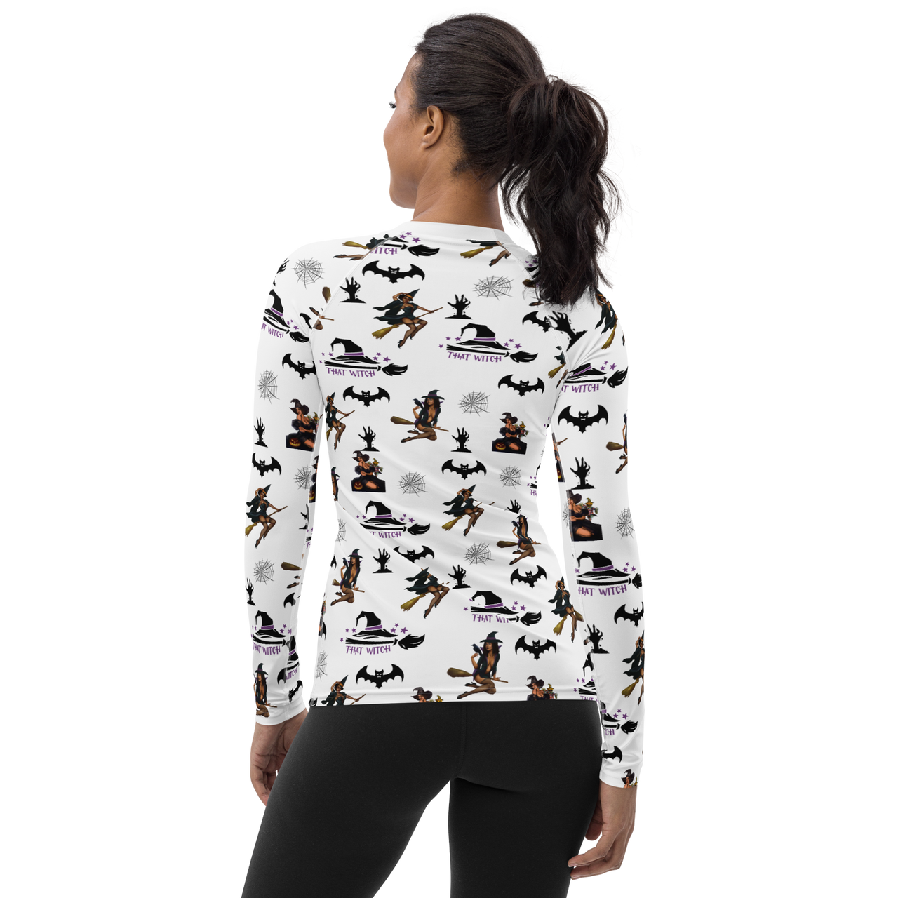 Women's Halloween All Over Print Long Sleeve Shirt, Halloween All Over Print Shirt, Women's Long  Sleeve Shirt /That Witch SHAVA