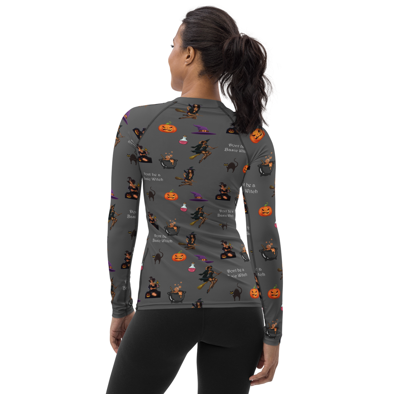 Women's Halloween All Over Print Long Sleeve Shirt, Halloween All Over Print Shirt, Women's Long  Sleeve Shirt /Don't be a Basic Witch SHAVA