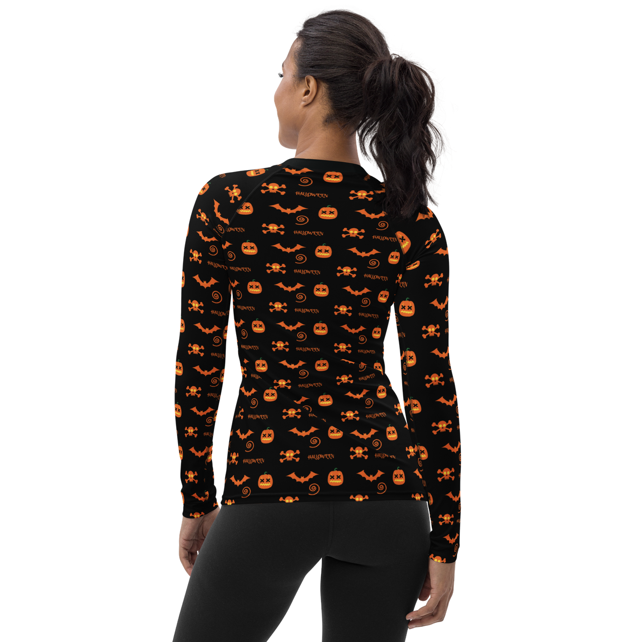 Women's Halloween All Over Print Long Sleeve Shirt, Halloween All Over Print Shirt, Women's Long  Sleeve Shirt /Halloween Pattern SHAVA