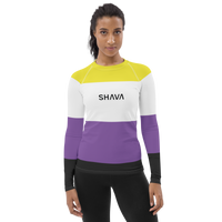 Thumbnail for Non Binary Flag LGBTQ Long Sleeve Shirt Women’s Size SHAVA