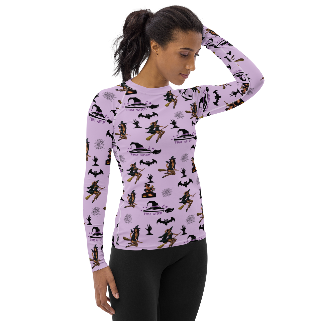 Women's Halloween All Over Print Long Sleeve Shirt, Halloween All Over Print Shirt, Women's Long  Sleeve Shirt /That Witch SHAVA