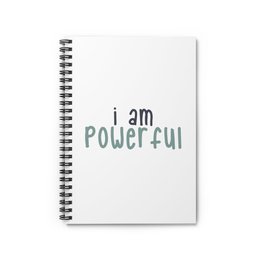 Affirmation Feminist Pro Choice Color Contrast Notebook & Journal - I Am Powerful (Black with green) Printify