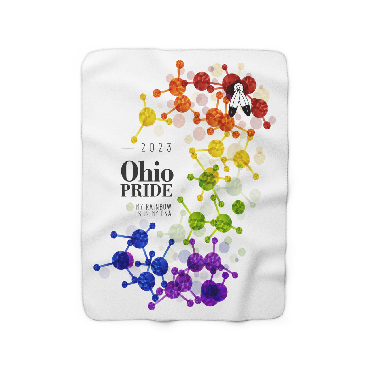 SHAVA CO Two Spirit Flag 2023 Pride, Ohio Sherpa Fleece Blanket - My Rainbow Is In My DNA Printify